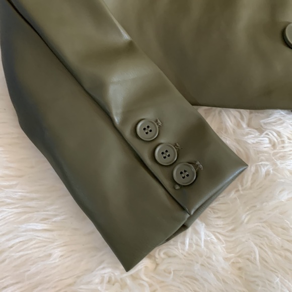 New Women’s faux leather jacket/ top/ blazer olive green philosophy size 8/S-M - Picture 5 of 12